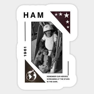 Ham: The First Great Ape in Space Sticker